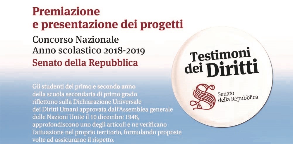 "Testimoni dei diritti", anno scolastico 2018-2019: le premiazioni. Gallico (Reggio Calabria) e San Salvo (Chieti)